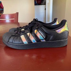 Adidas Superstar Iridescent Black stripe size 5 womens